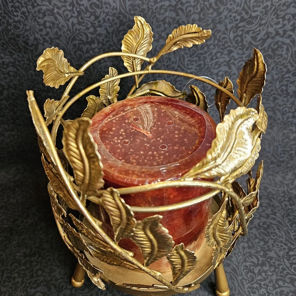 NWT Sullivan Golden Leaf Pillar Holder Set of 2 - Picture 6 of 8